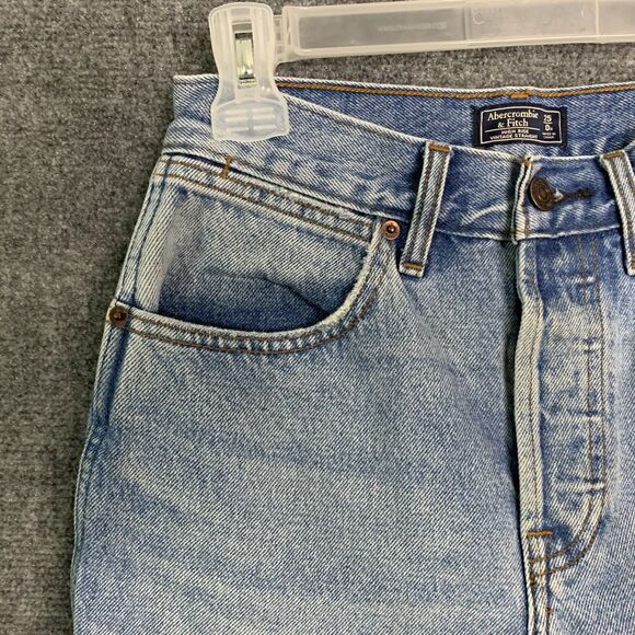 Abercrombie & Fitch High Rise Vintage Straight Jeans Sz 25 Button Fly Destroyed - Picture 5 of 16